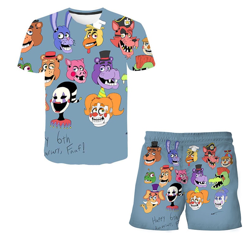 Cartoon Five Night At Freddy Clothes Outfits Children Boys Girls Summer FNAF T Shirts Short Pants - FNAF Plush