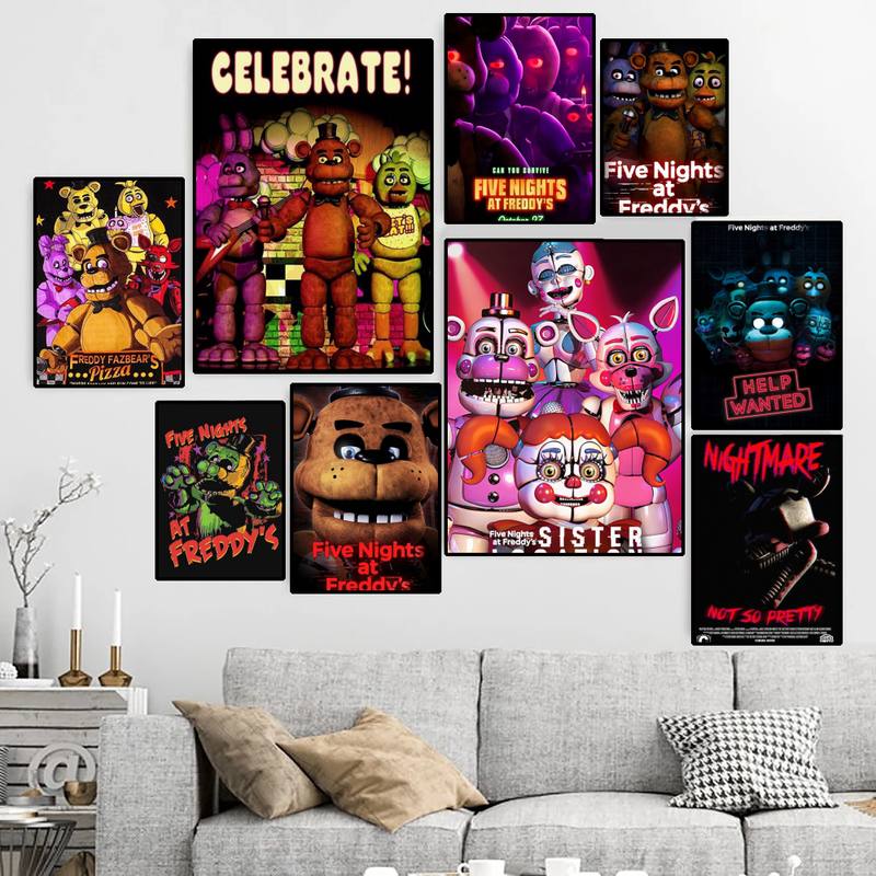 Fnaf Five nights At Freddys Anime Poster Canvas HD Print Personalized Wall Art Custom Painting Small - FNAF Plush